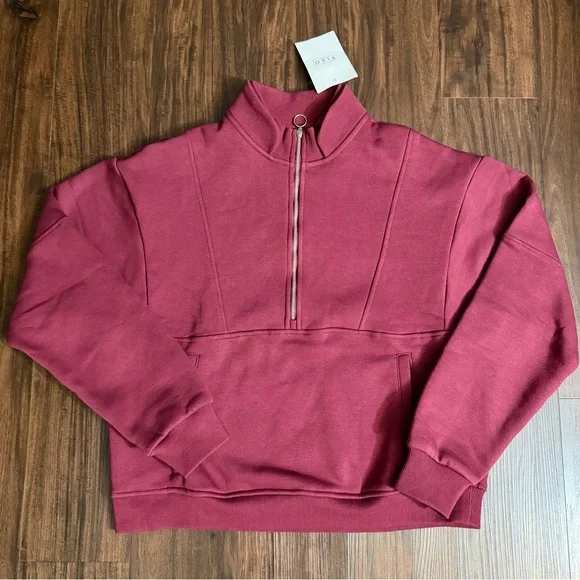 FLEO Recharge Half Zip, Hip Length, Maroon, S, NWT - Picture 1 of 4